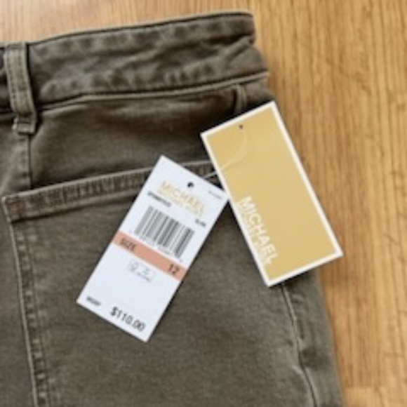 NWT Michael Michael Kors Button Fly Jeans High Rise Boot Cut Olive 14 - Picture 5 of 10